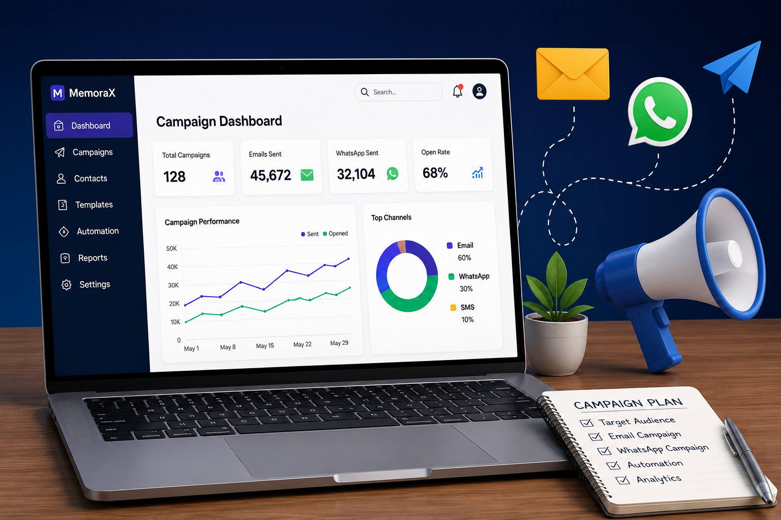 MemoraX campaign dashboard